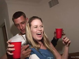 Ashlynn Lee and Her Friend Giving a Blowjob and Fuckin At College Party