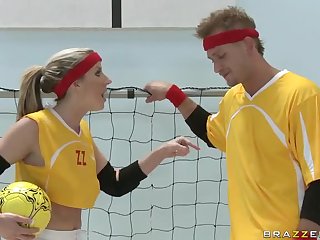 Blonde Handball Player Carolyn Reese Fucking His Teammate Doggystyle