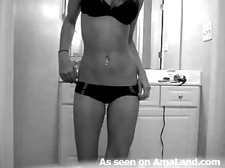 Awesome Teen Stripping In Black & White Vid